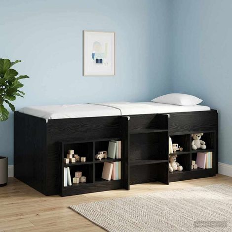 vidaXL Hochbett für Kinder Schwarze Eiche 90 x 190 cm Holzwerkstoff (1/5)