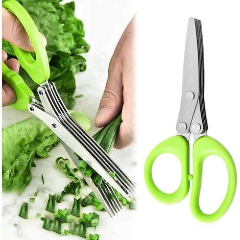iseaux à herbes à cinq lames pour adultes - Outil de cuisine pour la préparation des repas à la maison, la coupe de légumes et les tâches quotidiennes