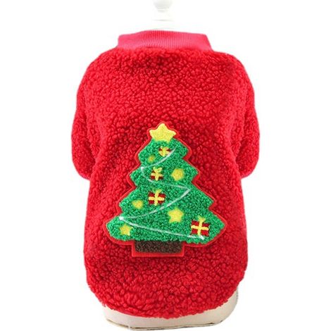 1 Pull Noël, motif sapin, polaire douce, ourlets élastiqués, pour petit chien et chaton, fête cosplay (1/5)