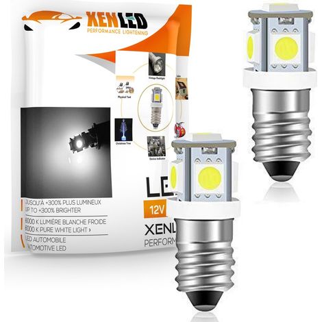2 x AMPOULES E10 - 5 LED SMD (5050) - BLANC - BA9S - 6,3V - XENLED (1/5)