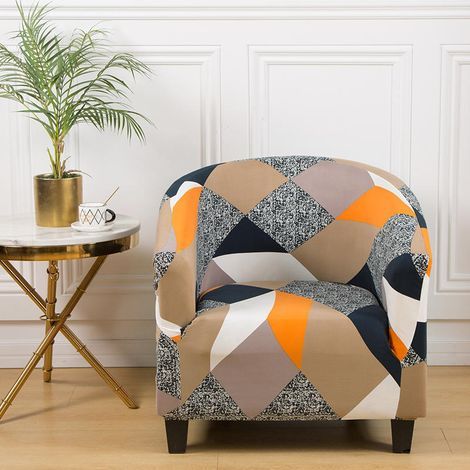 Housse De Fauteuil Extensible Housse De Chaise Imprimé Amovible Lavable Housse De Canapé Modern Revêtement De Fauteuil Pour Comptoir De Bar Salon Salle À Manger Réception Bureau (23) (1/5)