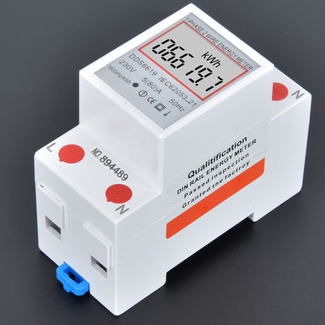 DDS6619-007 Multifunktions-Einphasen-Stromzähler, 2P 230V Energiezähler, Verteilerkasten, Digitalanzeige, genauer kWh-Zähler für den privaten Gebrauch. (1/5)