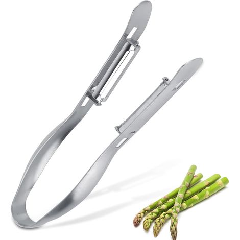 Éplucheur en acier inoxydable pour asperges et carottes, lame rotative adaptée aux légumes longs et aux fruits fragiles