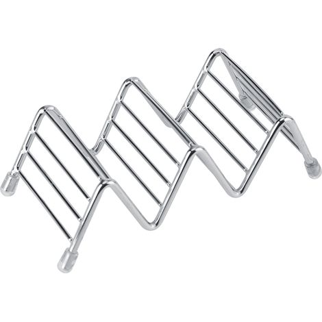 Lot à 2-3 emplacements en acier inoxydable pour présenter et ranger les tacos mexicains, support incurvé à coquilles. (1/5)