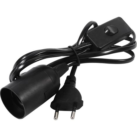 Support douille E27 suspendue – avec interrupteur ON/OFF – câble – noir – version UE – GloGlow