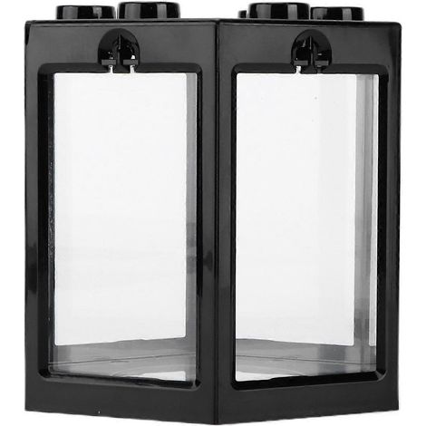 Petit aquarium portable superposable en forme d'hexagone, idéal pour la décoration de bureau (noir). (1/3)