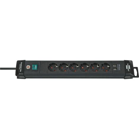 Brennenstuhl 1951160602 Multipresa con interruttore 6 scomparti Nero Schuko 1 pz.