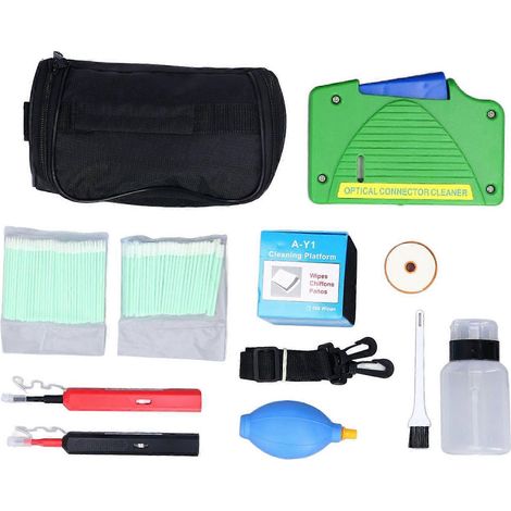 11-teiliges Glasfaser-Reinigungsset (1,25 mm, 2,5 mm) mit Reinigungsstift und Reinigungsbox für SC, FC, ST und LC-Fasern.
