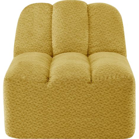 Canapé modulable jaune sans accoudoirs en tissu bouclette avec pouf (1/5)