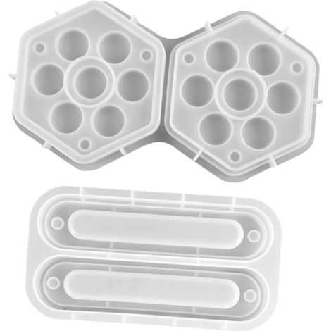 2pièces Moulage Résine Silicone Pour Boîte De Rangement De Dés Hexagonale Avec Couvercle Moules Époxy Pour Création De Boîtes De Dés Diy Et Décoration De Jeu (1/5)