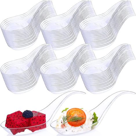 Althee 400 mini-cuillères de dégustation jetables en plastique, compatibles avec les soupes asiatiques, idéales pour les fêtes - H (1/5)