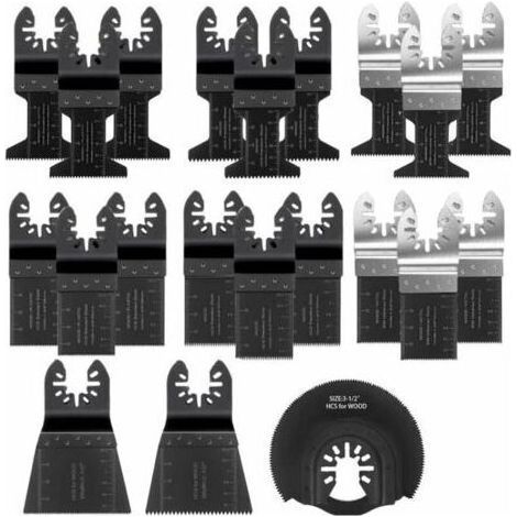 Lame de Scie Oscillante, 21PCS Mixte Outil Multi-Usage Kit, avec Accessoires de Universel Outil Multifonction Oscillant à Libération Rapide pour Coupe General Multi-Tool (Noir) (1/5)