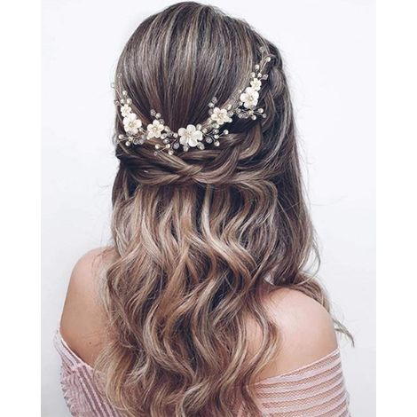 1 serre-tête Divers accessoire de portail, fleur blanche, fil de cuivre argenté, cristaux, coiffure mariage (1/5)