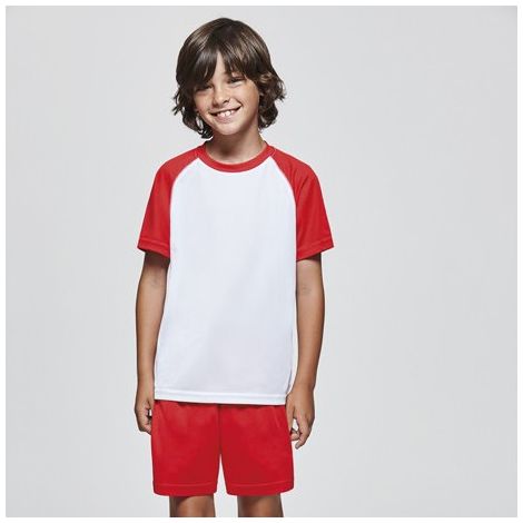 Camiseta deportiva en tejido técnico de manga corta INDIANAPOLIS ROLY 12 Blanco/Rojo