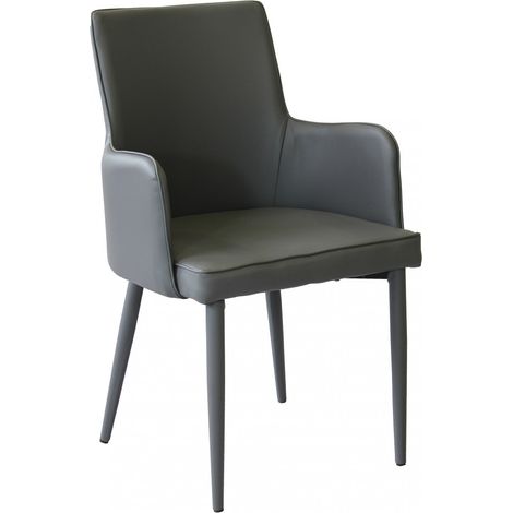 Sedia poltrona da interno in ecopelle con seduta imbottita Francy - DarkGrey (1/5)
