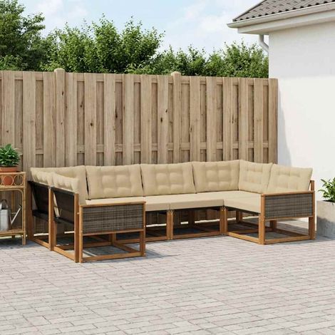 vidaXL Outdoor-Sofagarnitur mit Kissen 6 pcs Natur und Beige (1/5)