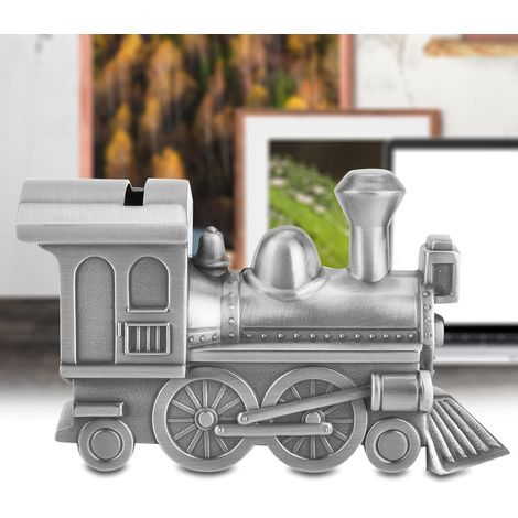 Boîte de rangement vintage en forme de locomotive en zinc pour décoration et économies (1/5)