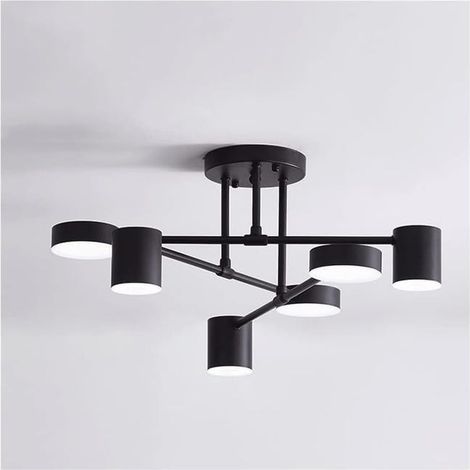 Lámpara de araña moderna y creativa, plafón LED semiempotrado, iluminación decorativa para el hogar, luz tricolor, color negro. (1/5)