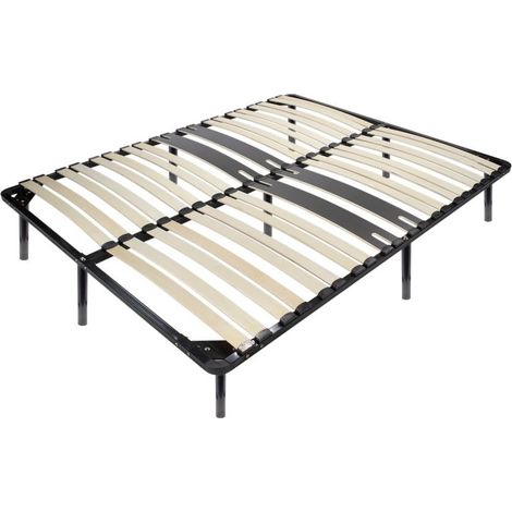 CAMA Sommier ergonomique à lattes avec zone lombaire renforcée 140X200 + pieds