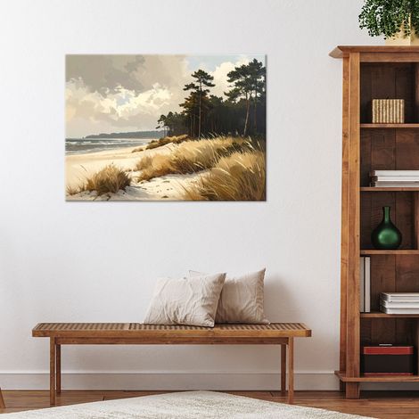 Wandbild Blick auf Stranddünen und Meer Imitation Farbe 100x70 (1/4)