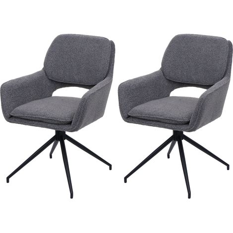 Lot de 2 chaises de salle à manger HWC-N74, chaise de cuisine, pivotante Auto-Return, tissu Bouclé (540g/m²) Oeko-Tex (1/2)