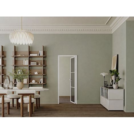 Blocco porta reversibile a battente in Alluminio e Vetro temperato Fumé - H204 x L73 cm - Bianco - MASERU