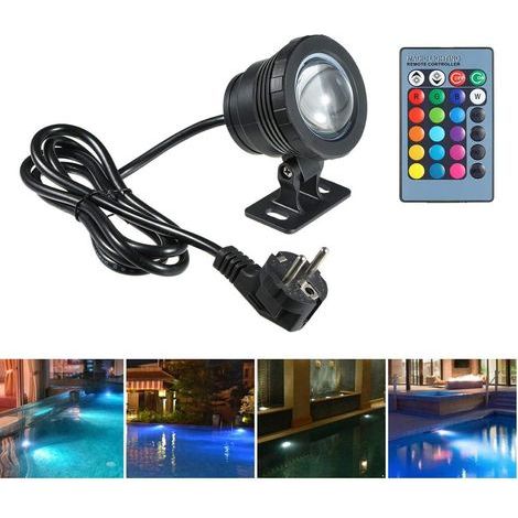 10-W-Poolleuchte mit Fernbedienung, 4 Modi, RGBW, IP68, 85–265 V, LED-Aquarienstrahler, Unterwasserlampe, Tauchleuchte, Außenprojektorlampe für Teiche, Springbrunnen, Seen und Parks – Fei Yu (1/5)