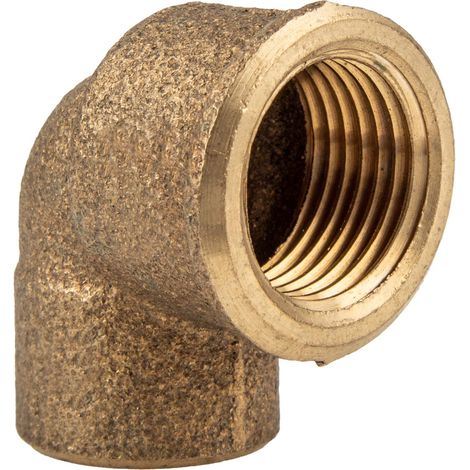 Rotguss-Lötfitting Übergangswinkel 90°, 10 mm x 3/8 Zoll IG - Typ 4090G, DVGW