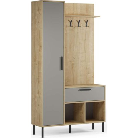 Recibidor zapatero 1 puerta, 1 cajón modelo Teho acabado verde, 195.3cm(alto) 108cm(ancho) 35cm(fondo) (1/5)