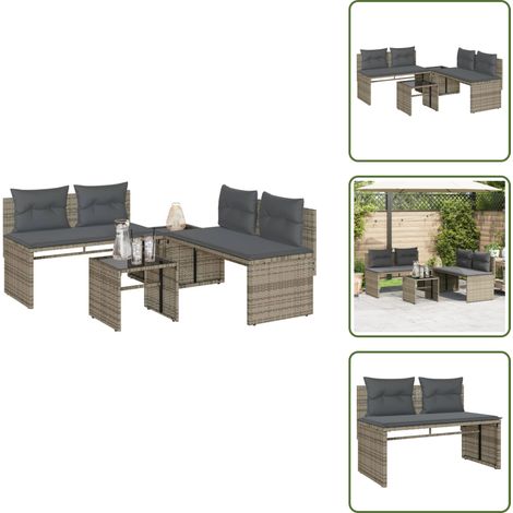 4-tlg. Garten-Sofagarnitur mit Kissen Grau Poly Rattan - Gartenmöbel - Outdoor-Möbel - Esstischgarnitur - Lounge Set - Rattan Gartenmöbel (1/5)