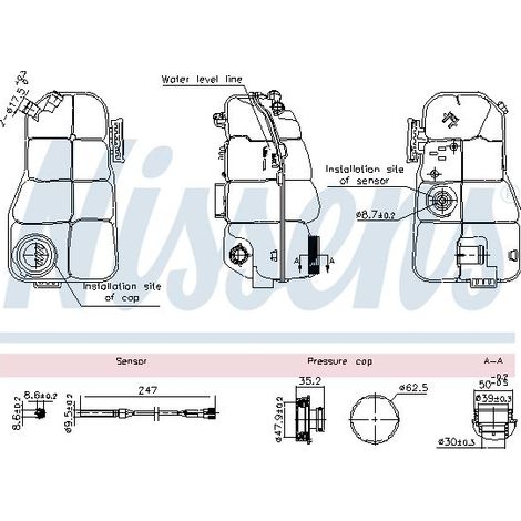 Vase d'expansion, liquide de refroidissement NISSENS 996216 VOLVO 31338764