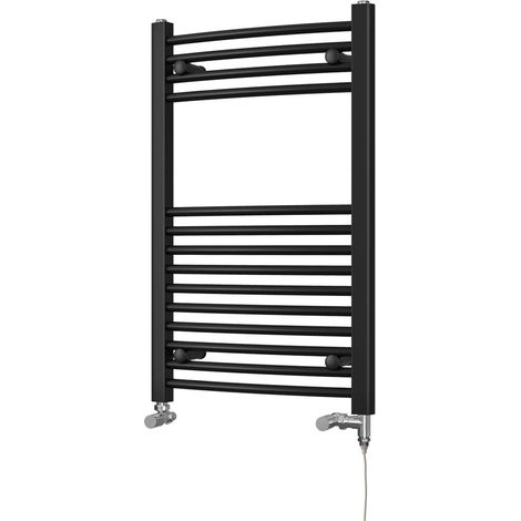 Zennor - Black Dual Fuel Towel Rail H800mm x W500mm Standard - Curved (1/3)