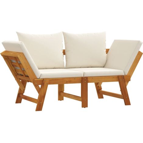 Banc de jardin avec coussins 2 en 1 bois d'acacia massif (1/5)