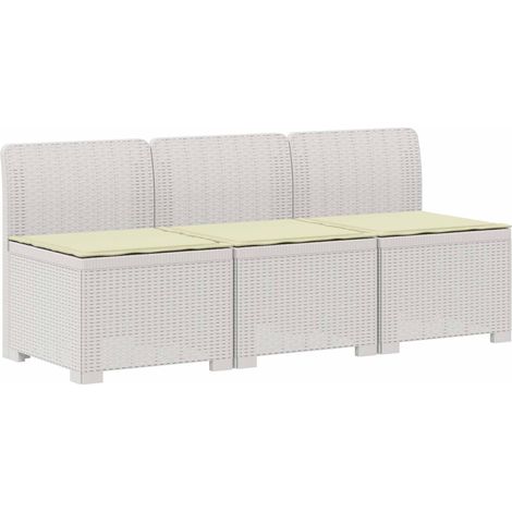 Maison Exclusive - 3-Sitzer Garten Sofa mit Kissen Rattan-Look PP (1/5)