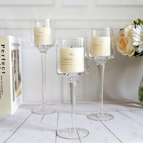 3PCS Elegant Tea Light Glass Candle Holders Wedding Table Centrepiece Decoration (1/5)