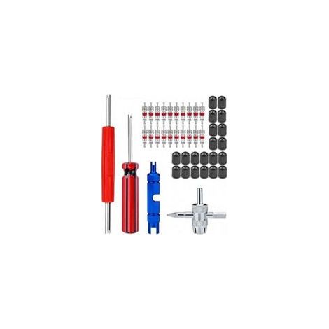 44pcs-Demonte Obus Valve Kit D'outils Réparation Démonte Obus de Valve Double et à Une Tête Remplacement Velo Moto (1/4)