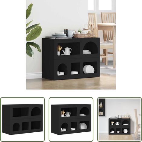 vidaXL Rangement salon - Buffet Noir 80,5 x 35 x 59 cm Bois d'ingénierie (1/5)
