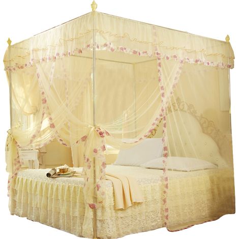 Moustiquaire de lit à baldaquin Luxury Princess à 3 ouvertures latérales (Jaune S) (1/5)