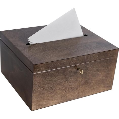 Boite en Bois pour Enveloppes Marron Foncé 29 x 25 x 15 cm avec Couvercle et Clé Boîte pour Occasions Spéciales Urne Anniversaire Mariage Boite a Souvenirs, Cartes Lettre (1/5)