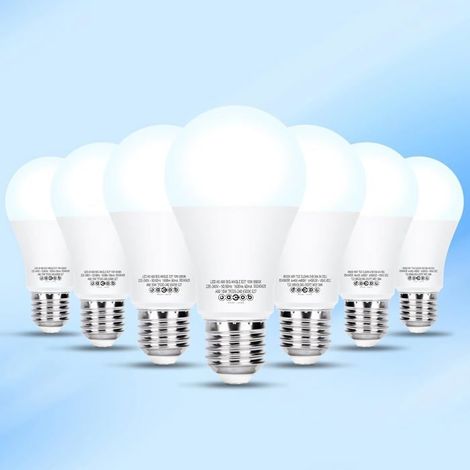 Ampoule LED A60 E27 Blanc Froid 6500K - Ampoules Globe A60 de 10W - 1600 lumens - IRC ≥ 80 - Non dimmable - Lot de 7 (1/5)