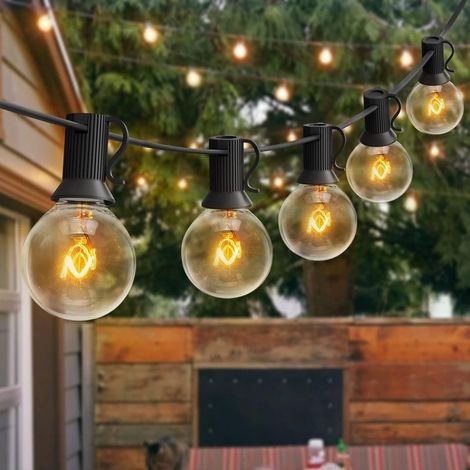 Guirlande Extérieure,25+2 Guinguette Guirlande Lumineuse Extérieures IP44 Intérieur Blanc Chaud Décoration Chaîne de Lumières pour Jardin Cour Décoration de Fête 7.6m (1/5)