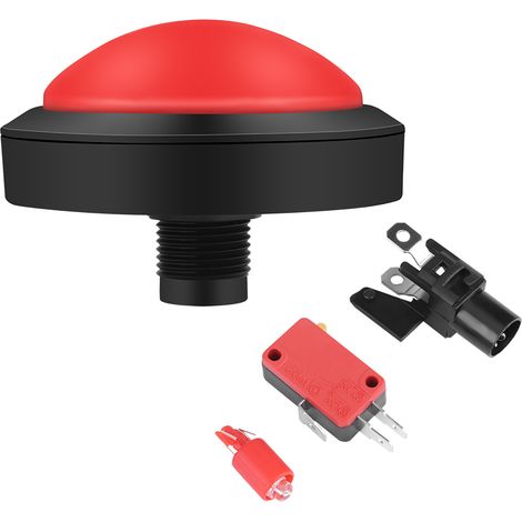 Bouton d'arcade lumineux 100mm rouge pour console - Convexité LED, pièce de rechange (1/5)