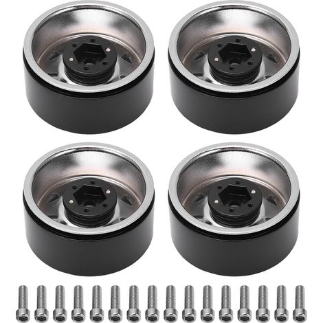 4 Roues Moyeux de Roue RC 1.9 Pouces en Fer Résistant à l'Usure Jantes de Remplacement pour Axial Argent (1/5)
