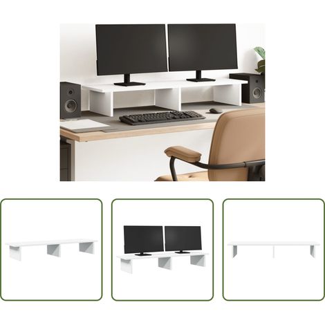 Support moniteur - Support de moniteur blanc 100x27x15 cm bois d'ingénierie (1/5)
