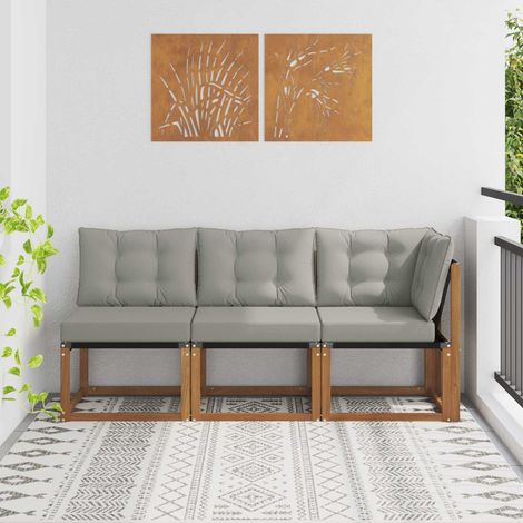 Outdoor Mittel- und Ecksofa mit Kissen 3 Stück Natur (1/5)