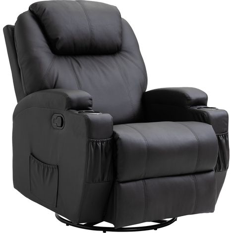 Poltrona Relax Massaggiante 84x92x109 cm in Similpelle Nera (1/5)