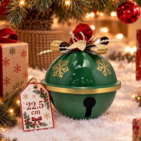 Campana in Metallo 22.5 cm Verde Decorazione di Natale Natalizio Esterno Interno (1/5)