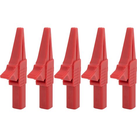Lot de 5 pinces de test J.60039 multifonctions, type sécurité avec douille 4mm, pour instruments électroniques, rouge (1/5)