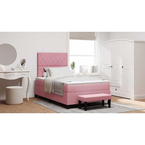 vidaXL Cama tipo Box Spring con cabecera Rosa 200 x 120 cm Terciopelo (1/5)