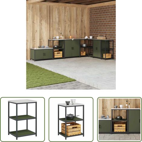 Stauraum - Küchenaufbewahrung mit Regal Olive Grün 60 x 50 x 92 cm Stahl (1/5)